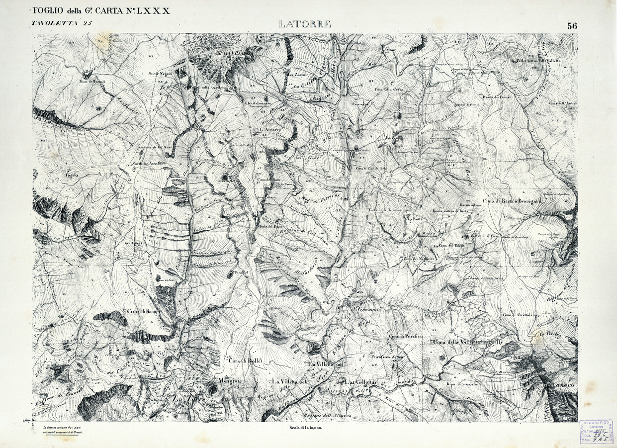 (N:3036) CARTA DELLA CONTEA DI NIZZA - Foglio 56 - Latorre (B0004223) Carte e stampe antiche: riproduzione a colori su carta (formato A1)
