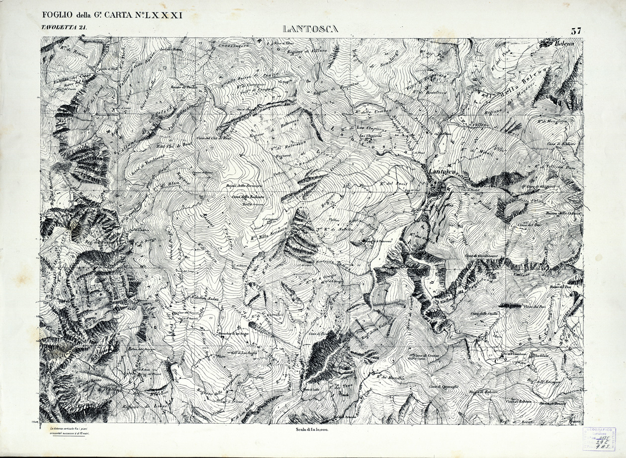 (N:3050) CARTA DELLA CONTEA DI NIZZA - Foglio 57 - Lantosca (B0004224) Carte e stampe antiche: riproduzione a colori su carta (formato A1)