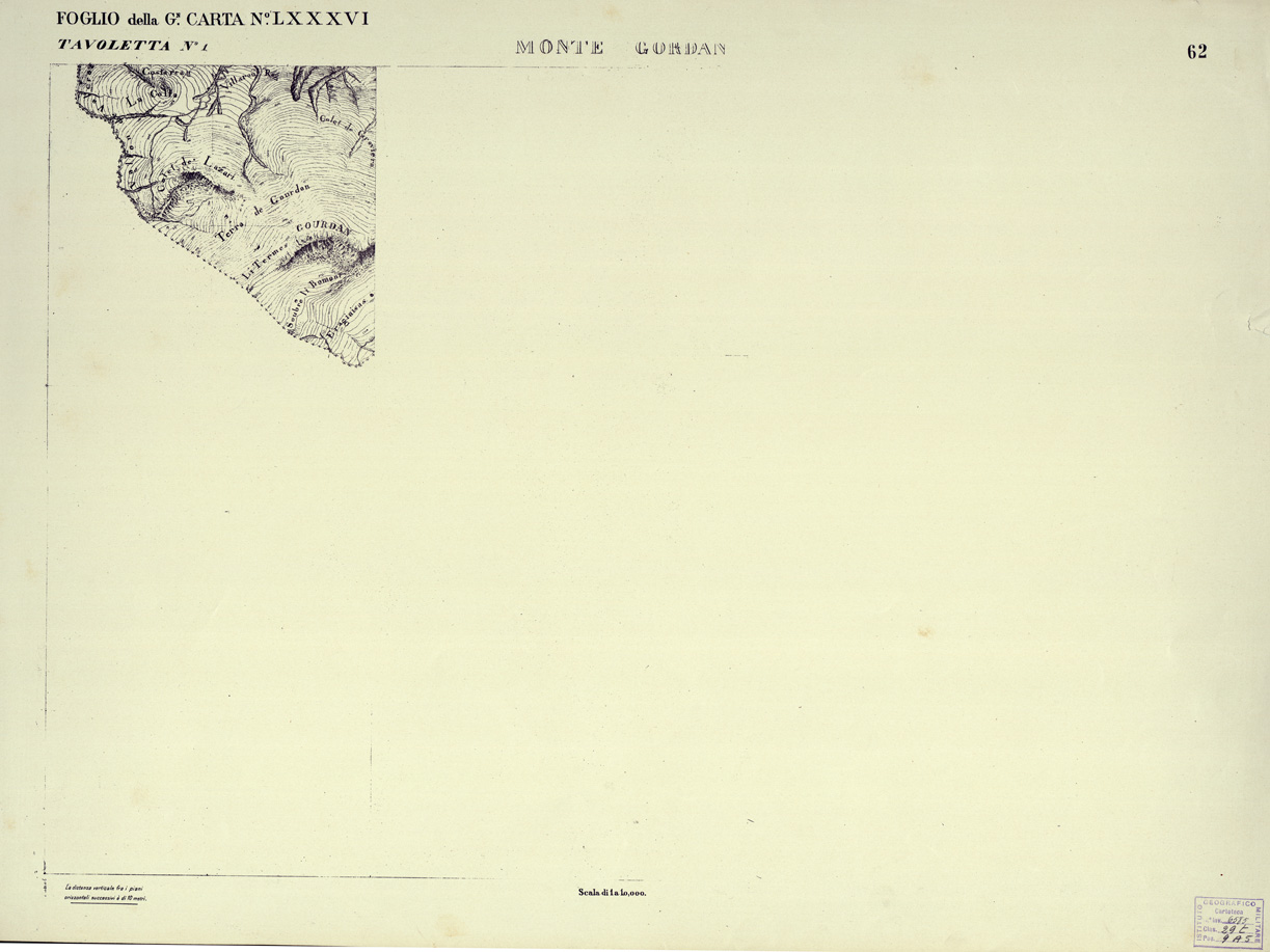 (N:3053) CARTA DELLA CONTEA DI NIZZA - Foglio 62 - Monte Gordan (B0004227) Carte e stampe antiche: riproduzione a colori su carta (formato A1)