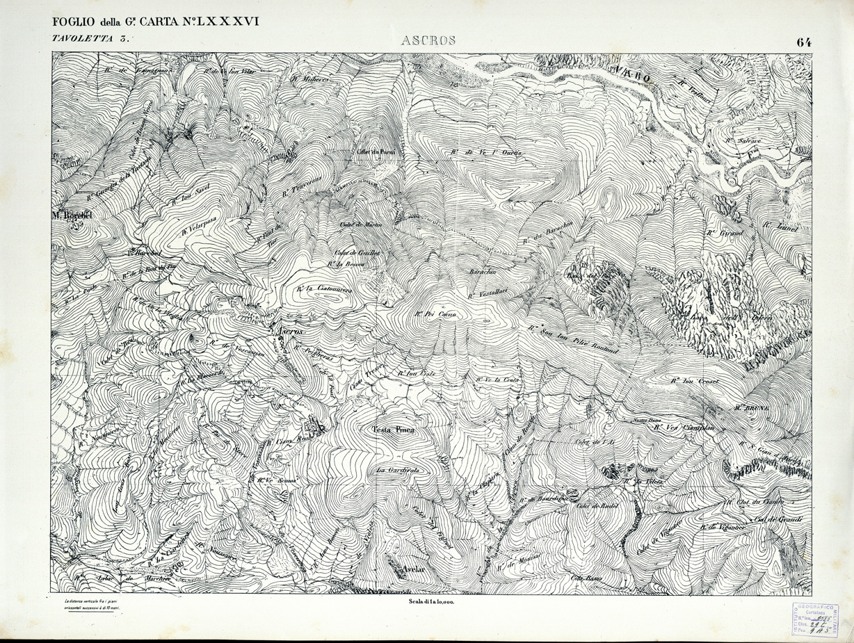 (N:3055) CARTA DELLA CONTEA DI NIZZA - Foglio 64 - Ascros (B0004229) Carte e stampe antiche: riproduzione a colori su carta (formato A1)