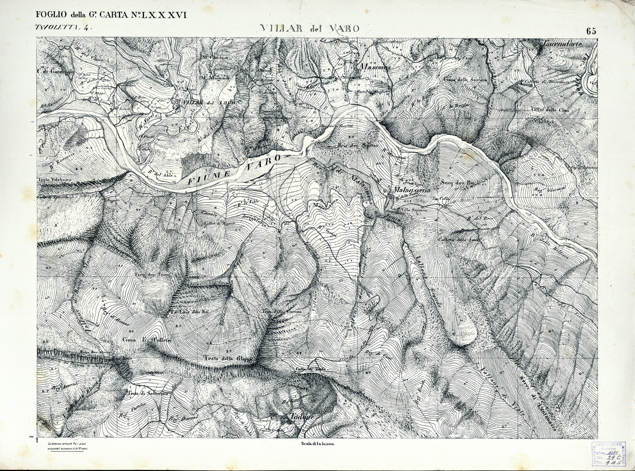(N:3056) CARTA DELLA CONTEA DI NIZZA - Foglio 65 - Villar del Varo (B0004230) Carte e stampe antiche: riproduzione a colori su carta (formato A1)