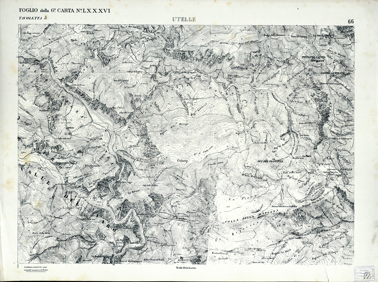 (N:3057) CARTA DELLA CONTEA DI NIZZA - Foglio 66 - Utelle (B0004231) Carte e stampe antiche: riproduzione a colori su carta (formato A1)
