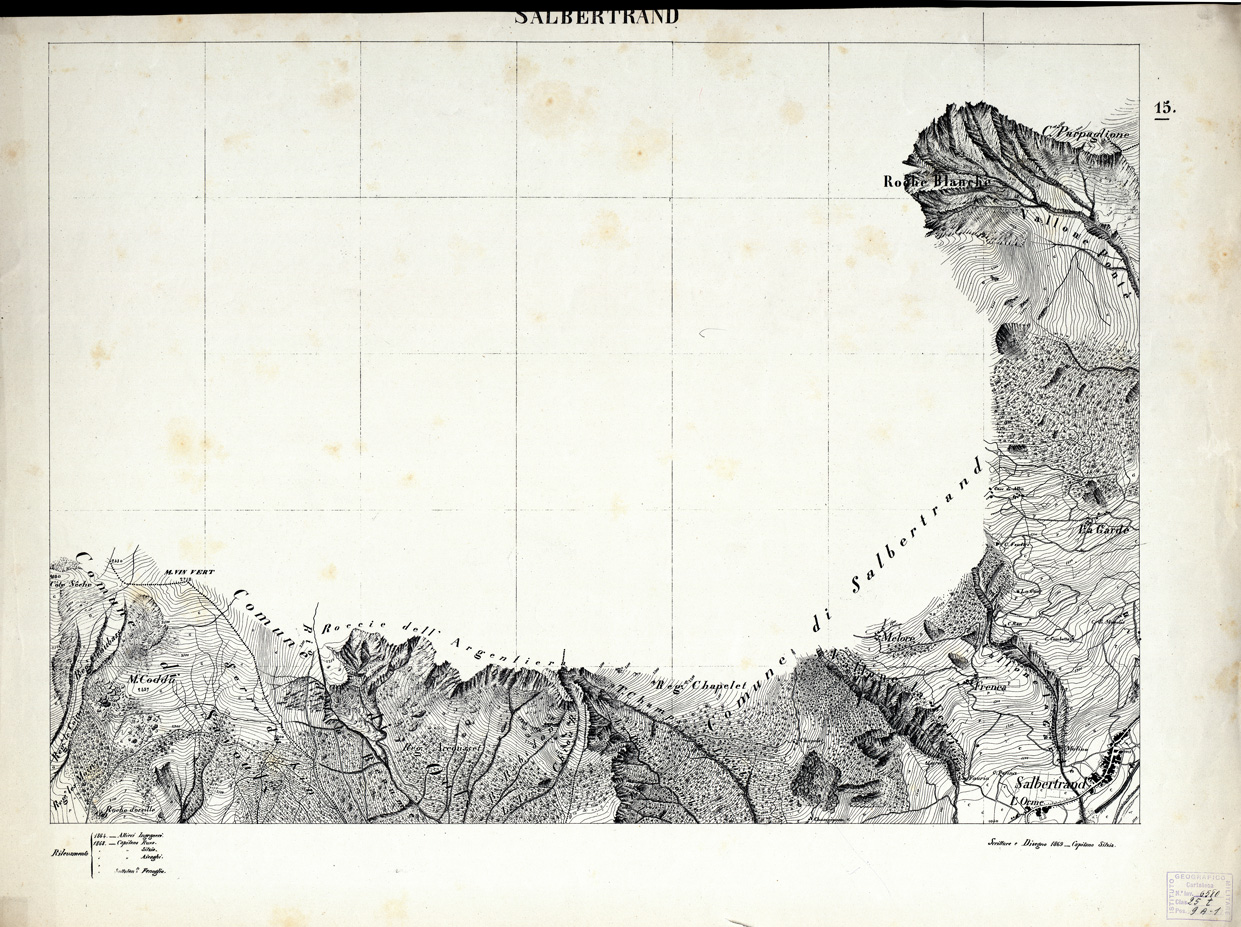(N:7968) CARTA TOPOGRAFICA DELLA ZONA DORA RIPARIA... - SALBERTRAND Foglio 15 (B0004243) Carte e stampe antiche: riproduzione a colori su carta (formato A1)