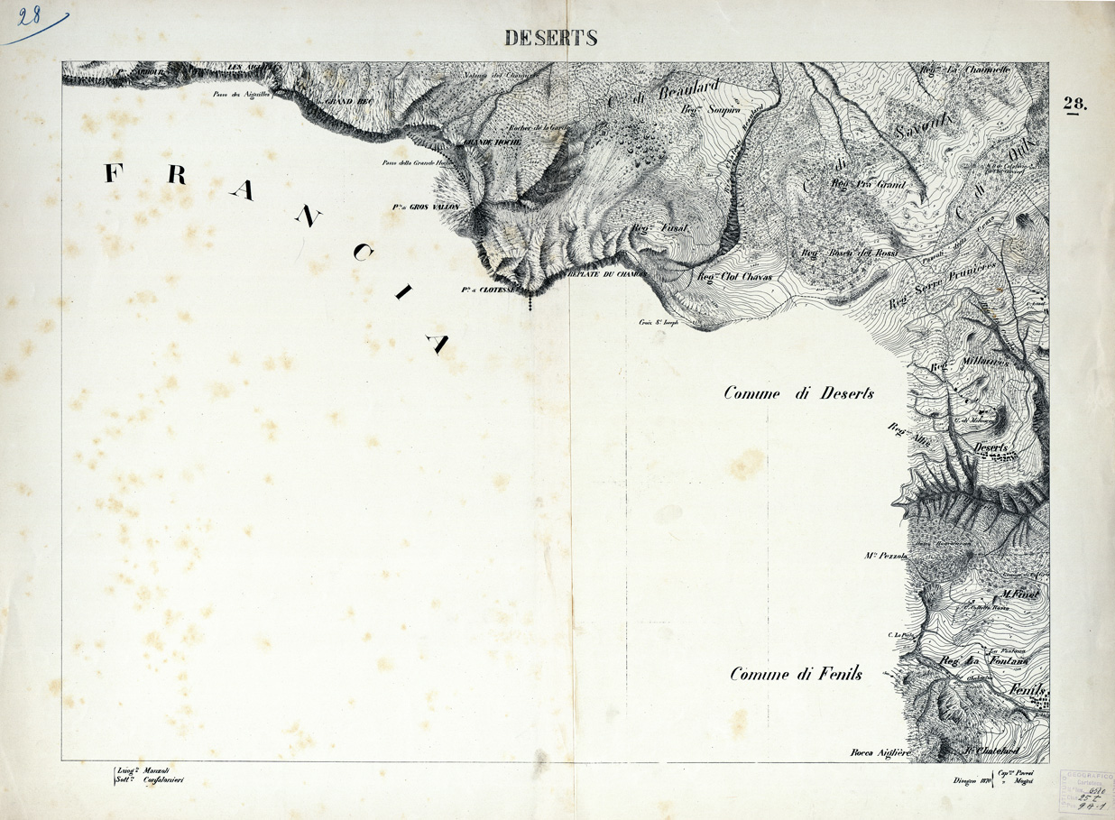 (N:7958) CARTA TOPOGRAFICA DELLA ZONA DORA RIPARIA... - DESERTS Foglio 28 (B0004247) Carte e stampe antiche: riproduzione a colori su carta (formato A1)
