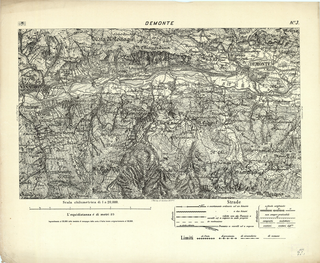 (N:2971) CARTA DELLA CONTEA DI NIZZA - Foglio 3 - Demonte (B0004290) Carte e stampe antiche: riproduzione a colori su carta (formato A1)