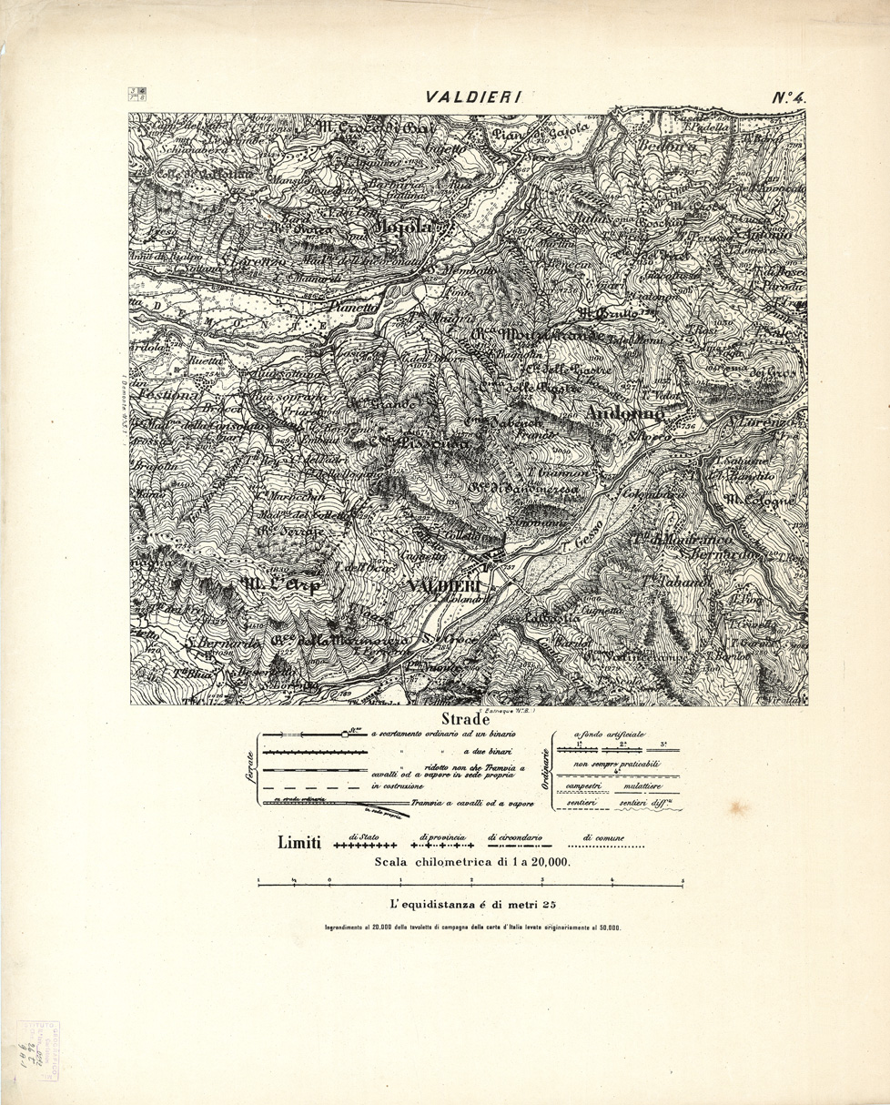 (N:3005) CARTA DELLA CONTEA DI NIZZA - Foglio 4 - Valdieri (B0004291) Carte e stampe antiche: riproduzione a colori su carta (formato A1)