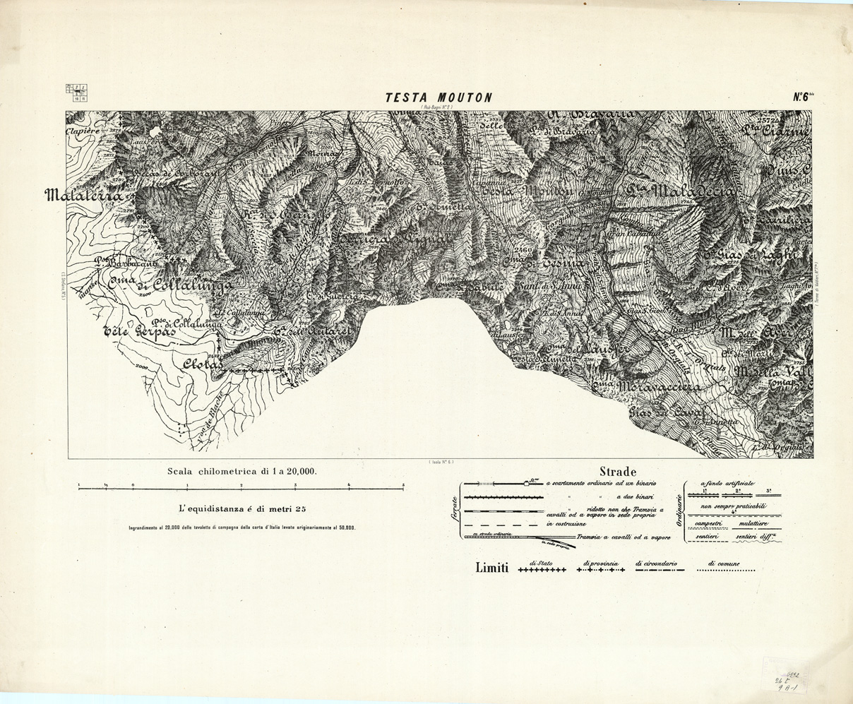 (N:3000) CARTA DELLA CONTEA DI NIZZA - Foglio 6 bis - Testa Mouton (B0004294) Carte e stampe antiche: riproduzione a colori su carta (formato A1)