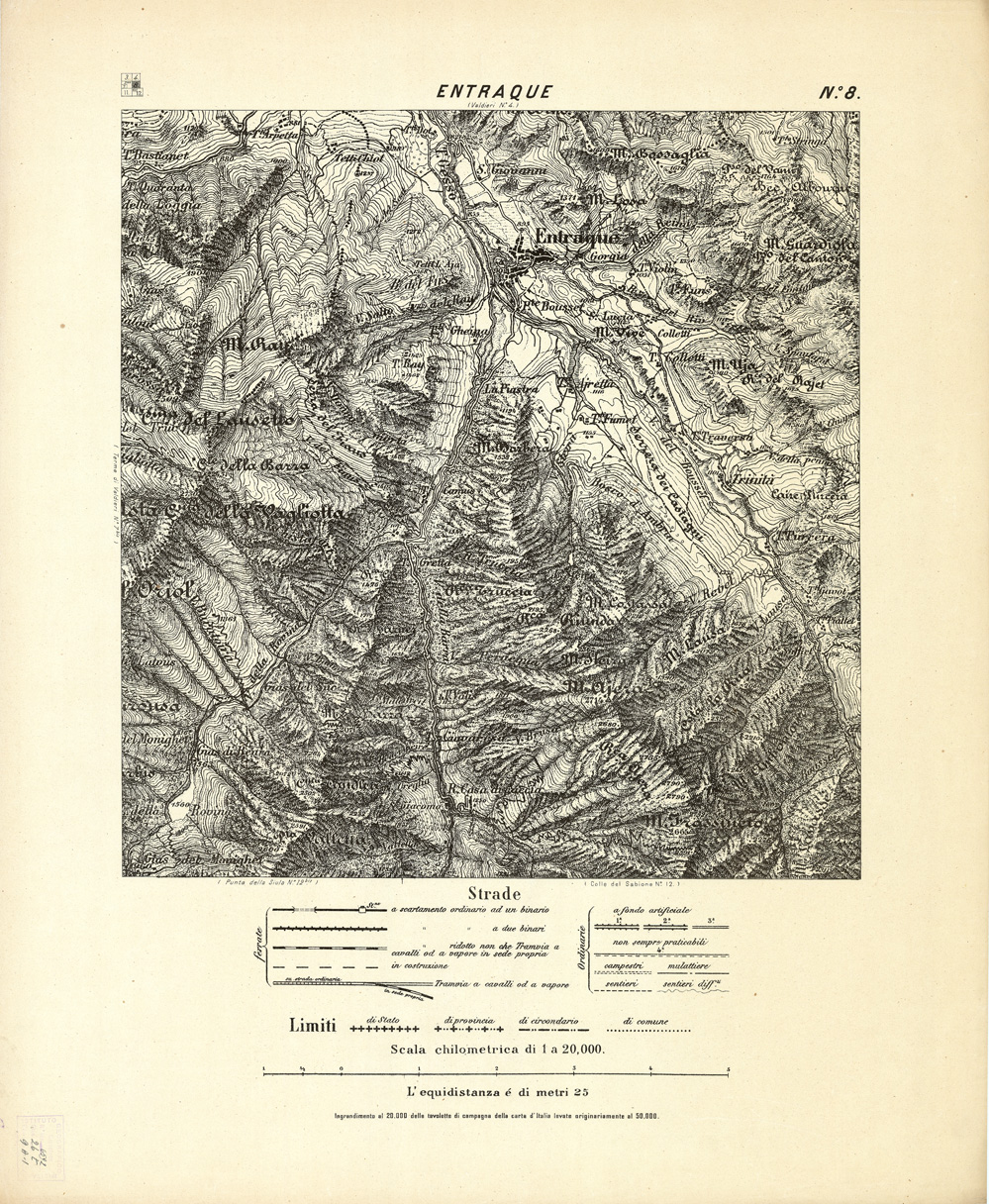 (N:2972) CARTA DELLA CONTEA DI NIZZA - Foglio 8 - Entraque (B0004297) Carte e stampe antiche: riproduzione a colori su carta (formato A1)