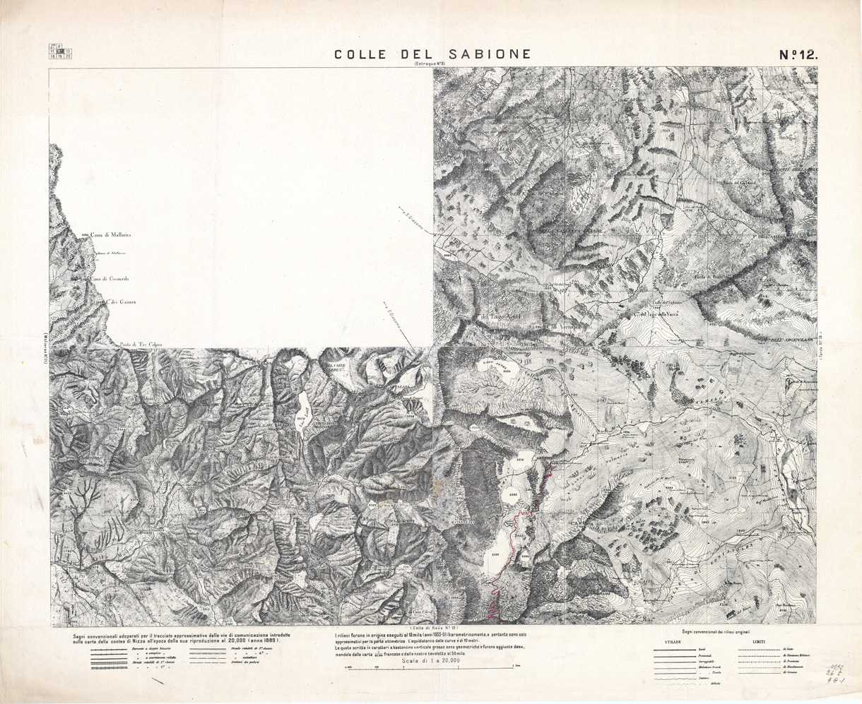(N:2966) CARTA DELLA CONTEA DI NIZZA - Foglio 12 - Colle del Sabione (B0004301) Carte e stampe antiche: riproduzione a colori su carta (formato A1)