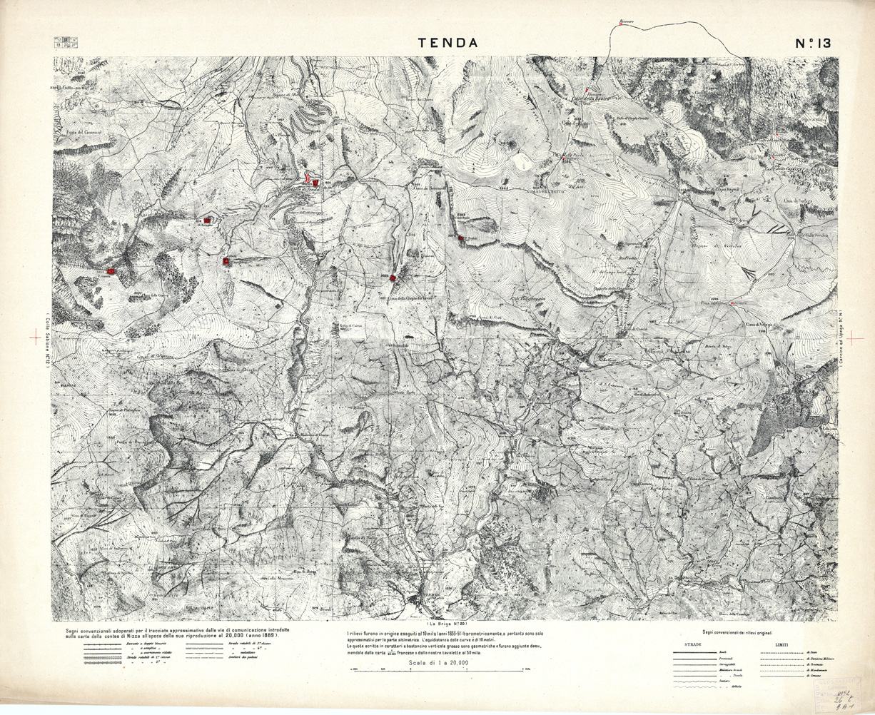 (N:2998) CARTA DELLA CONTEA DI NIZZA - Foglio 13 - Tenda (B0004303) Carte e stampe antiche: riproduzione a colori su carta (formato A1)