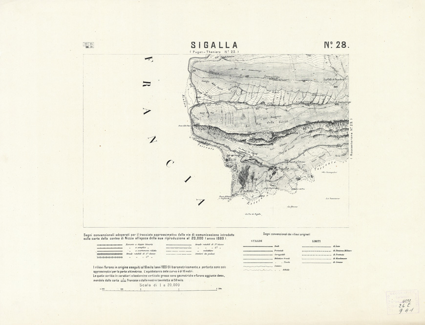 (N:2996) CARTA DELLA CONTEA DI NIZZA - Foglio 28 - Sigalla (B0004322) Carte e stampe antiche: riproduzione a colori su carta (formato A1)