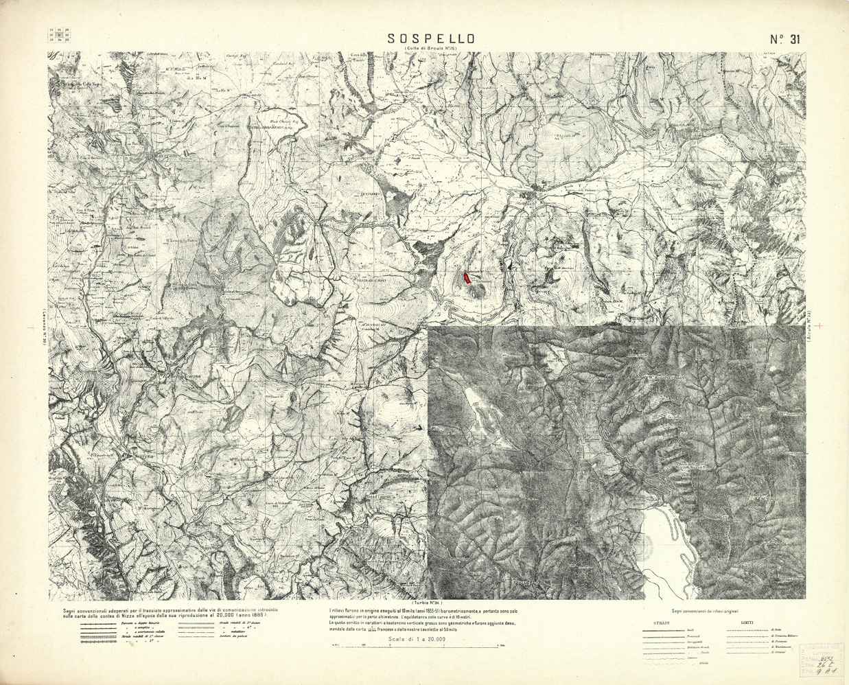 (N:2997) CARTA DELLA CONTEA DI NIZZA - Foglio 31 - Sospello (B0004325) Carte e stampe antiche: riproduzione a colori su carta (formato A1)