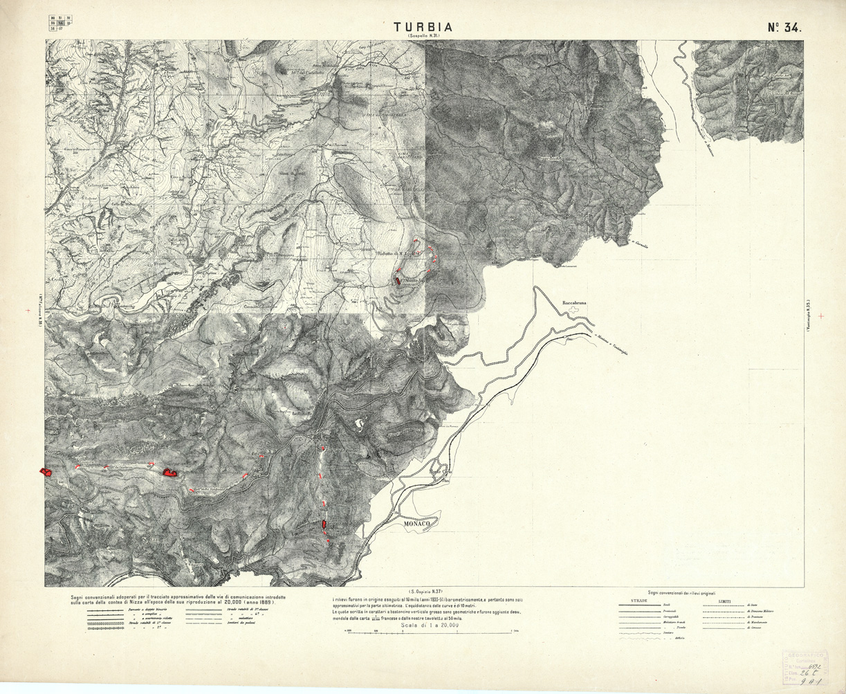 (N:3002) CARTA DELLA CONTEA DI NIZZA - Foglio 34 - Turbia (B0004329) Carte e stampe antiche: riproduzione a colori su carta (formato A1)