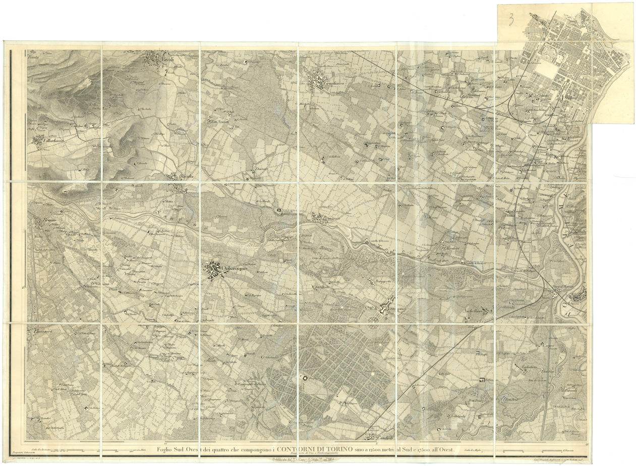 (N:9119) CONTORNI DI TORINO - Foglio 3 (B0004336) Carte e stampe antiche: riproduzione a colori su carta (formato A1)