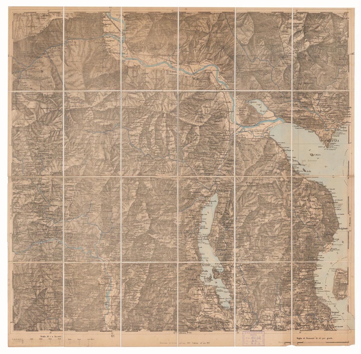 (N:1478) CARTA DEI DINTORNI DEL LAGO D'ORTA - Foglio 1 (B0004365) Carte e stampe antiche: riproduzione a colori su carta (formato A1)