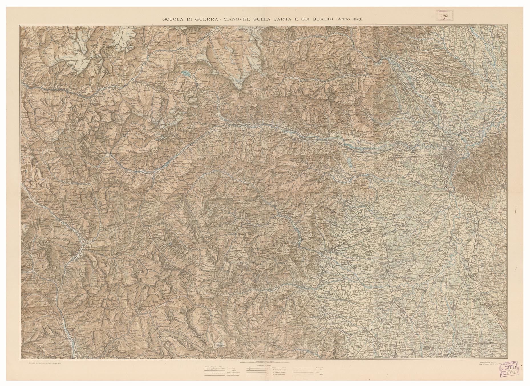 (N:15837) SCUOLA DI GUERRA - MANOVRE SULLA CARTA E COI QUADRI (B0004398) Carte e stampe antiche: riproduzione a colori su carta (formato A1)
