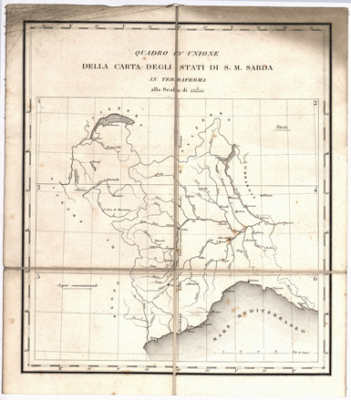 (N:1407) CARTA DEGLI STATI DI SUA MAESTA' SARDA IN TERRAFERMA... - Quadro d'Unione (B0004480) Carte e stampe antiche: riproduzione a colori su carta (formato A1)