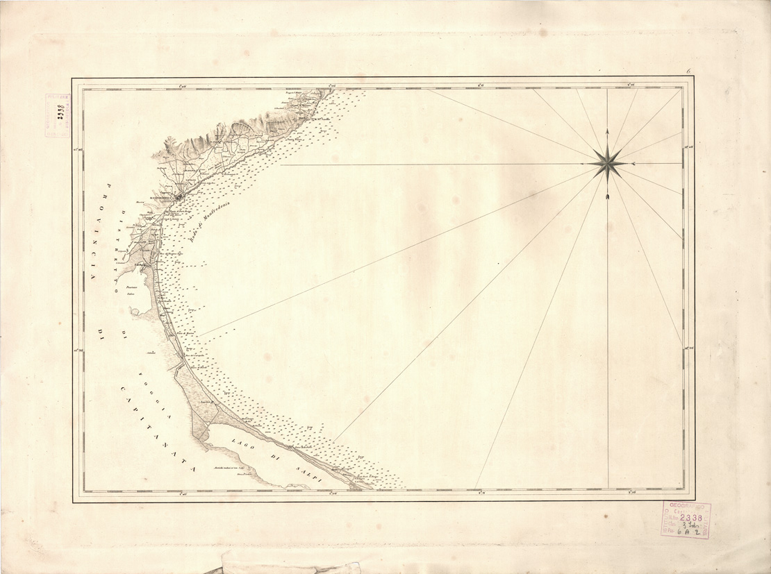 (N:4006) CARTA DI CABOTAGGIO DAL FIUME TRONTO AL CAPO DI S. MARIA DI LEUCA - Foglio 6 (B0004510) Carte e stampe antiche: riproduzione a colori su carta (formato A1)