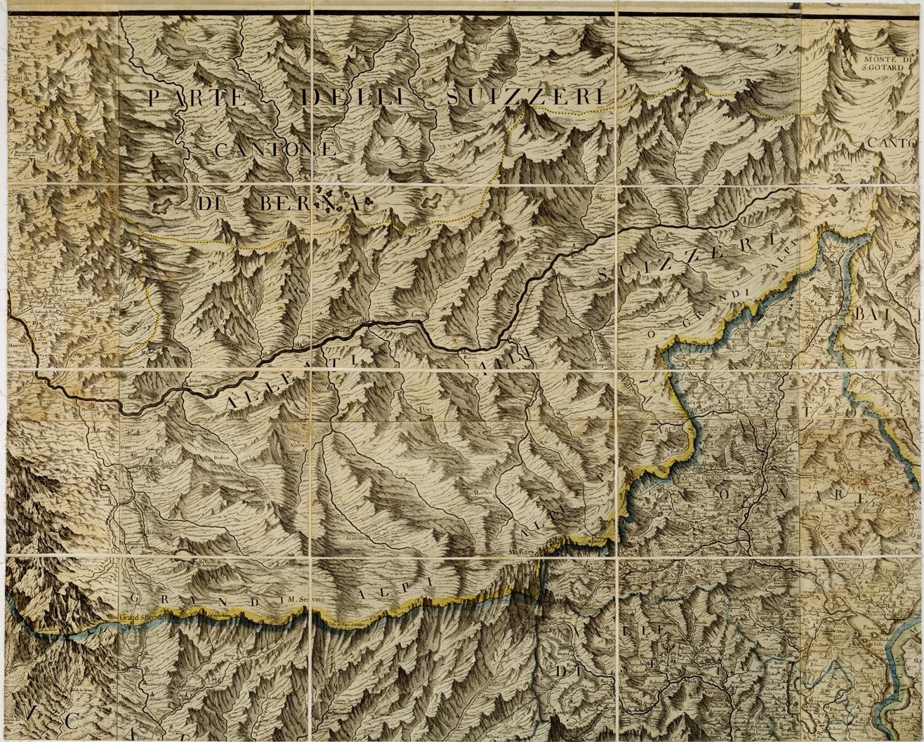 (N:4995) CARTA COROGRAFICA DEGLI STATI DI S. M. IL RE DI SARDEGNA DATA IN LUCE DALL'INGEGNERE BORGONIO NEL 1683 CORRETTA ED ACCRESCIUTA NELL'ANNO 1772 - Foglio 2 (B0004558) Carte e stampe antiche: riproduzione a colori su carta (formato A1)