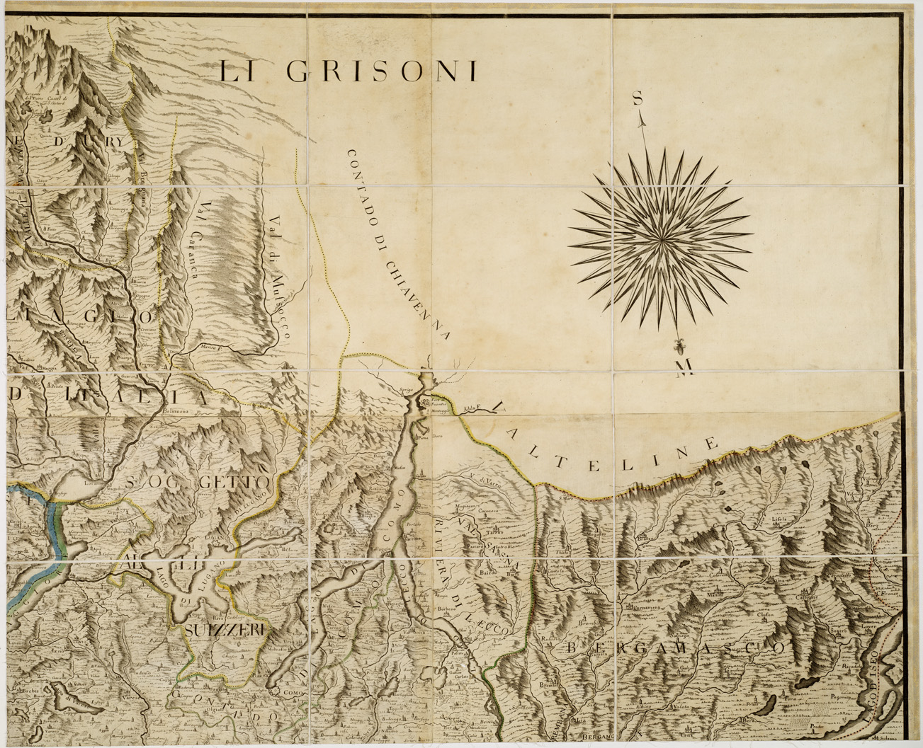(N:4996) CARTA COROGRAFICA DEGLI STATI DI S. M. IL RE DI SARDEGNA DATA IN LUCE DALL'INGEGNERE BORGONIO NEL 1683 CORRETTA ED ACCRESCIUTA NELL'ANNO 1772 - Foglio 3 (B0004559) Carte e stampe antiche: riproduzione a colori su carta (formato A1)