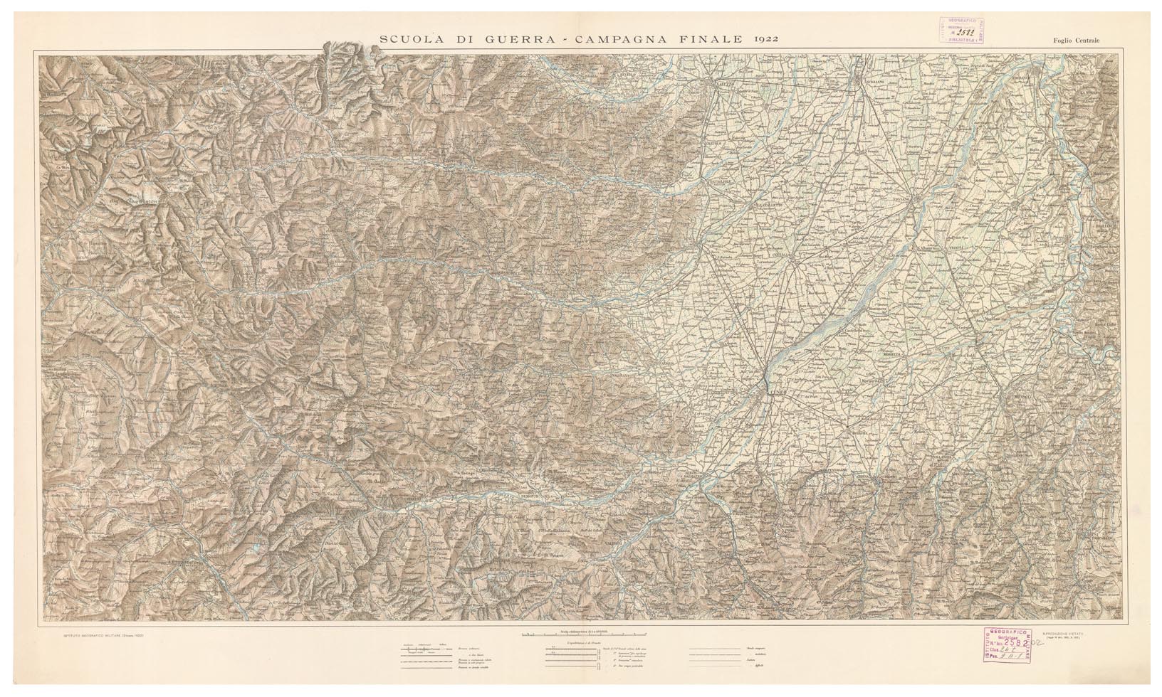 (N:15827) SCUOLA DI GUERRA - CAMPAGNA FINALE - Foglio Centrale (B0004569) Carte e stampe antiche: riproduzione a colori su carta (formato A1)