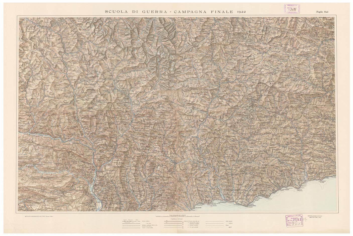 (N:15830) SCUOLA DI GUERRA - CAMPAGNA FINALE - Foglio Sud (B0004571) Carte e stampe antiche: riproduzione a colori su carta (formato A1)