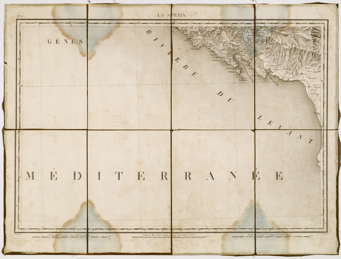 (N:8634) CARTE TOPOGRAPHIQUE MILITAIRE DES ALPES COMPRENANT LE PIEMONT, LA SAVOIE, LE COMTE DE NICE, LE VALLAIS, LE DUCHE' DE GENES, LE MILANAIS, ET PARTIE DES ETATS LIMITROPHES - Foglio 12 - La Spezia (B0004584) Carte e stampe antiche: riproduzione a colori su carta (formato A1)