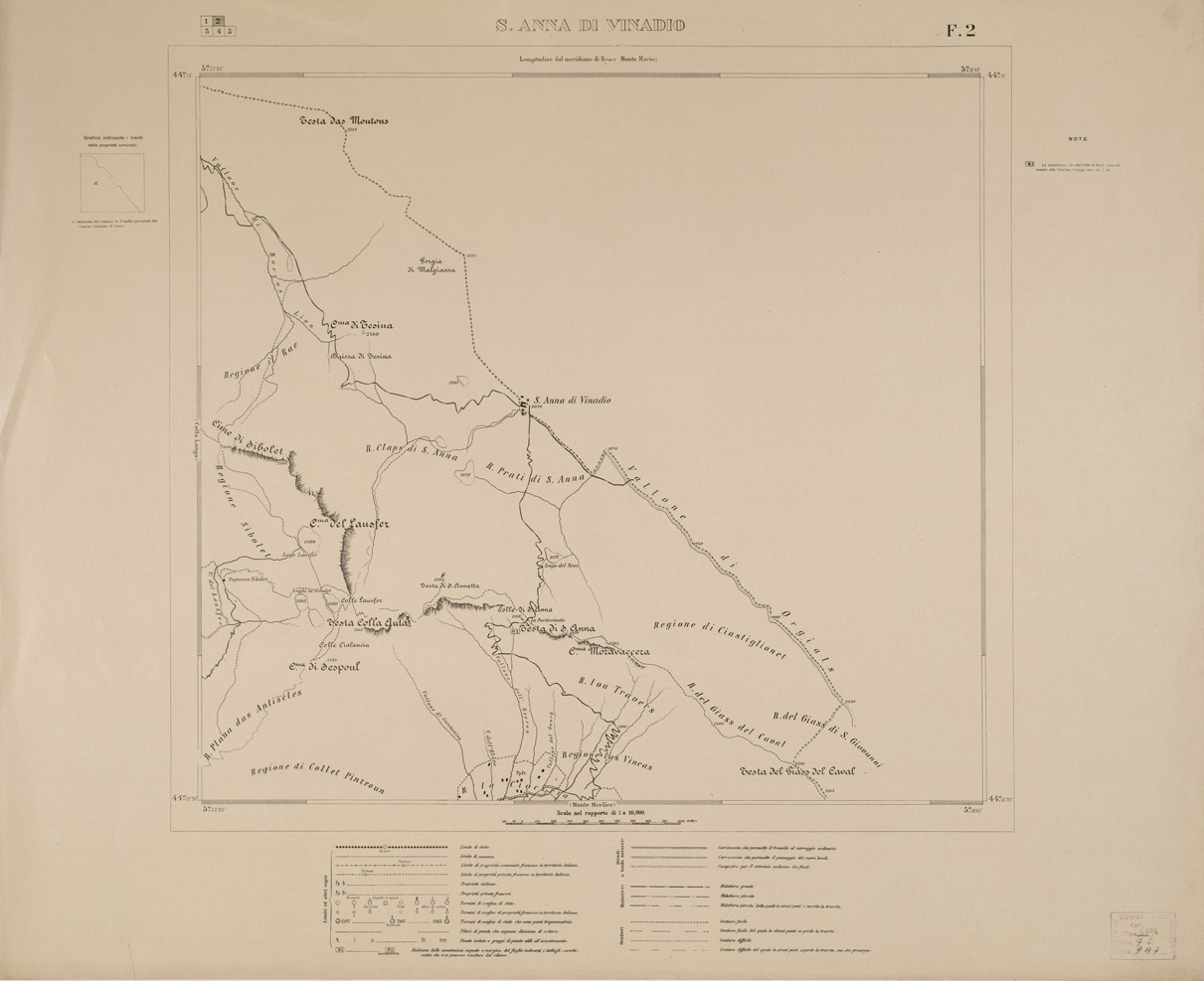 (N:13500) PIANO STRADALE AL 10.000 DELLA FRONTIERA VERSO L'ALTO NIZZARDO... - Foglio 2 - S. Anna di Vinadio (B0004608) Carte e stampe antiche: riproduzione a colori su carta (formato A1)