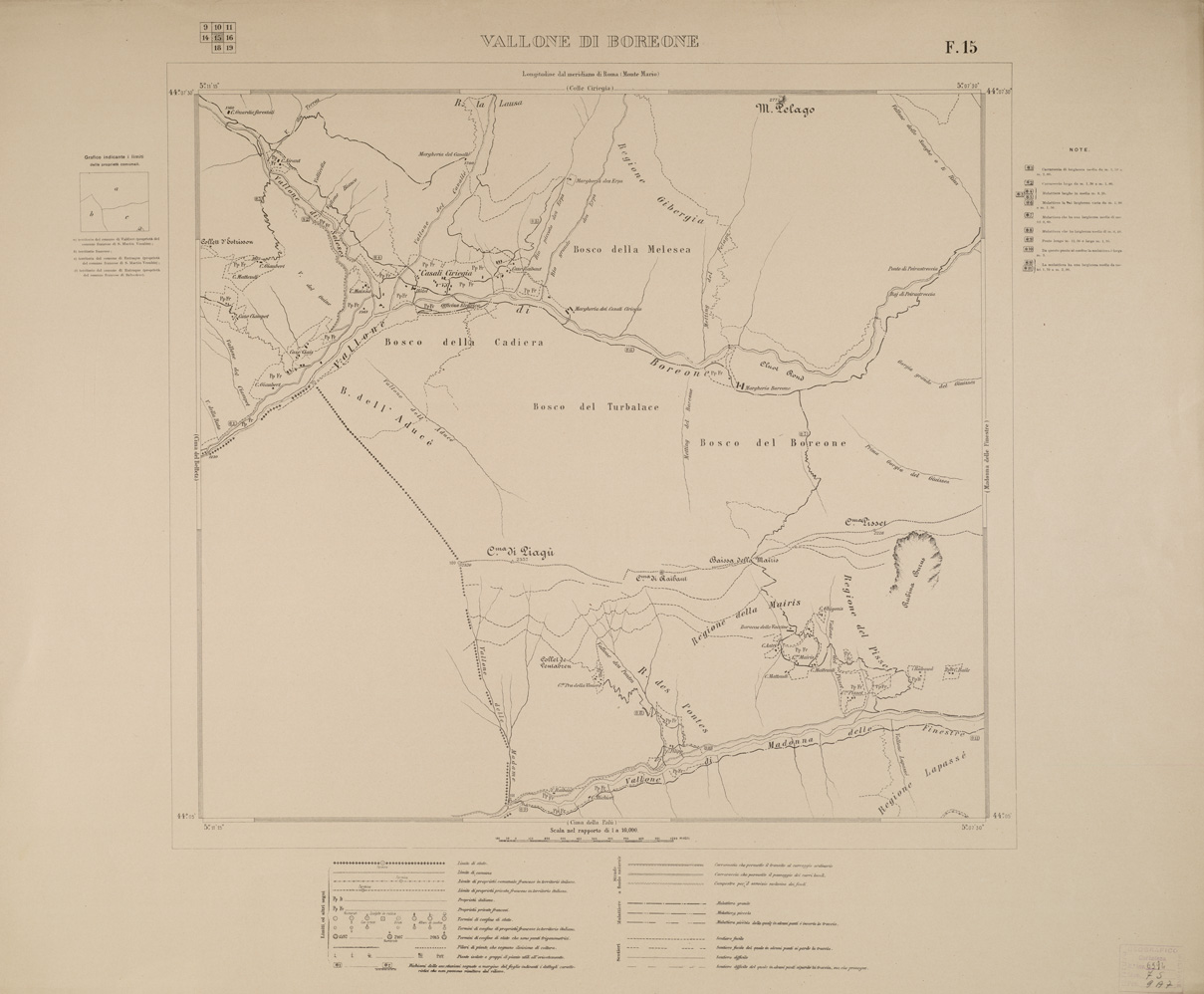 (N:13495) PIANO STRADALE AL 10.000 DELLA FRONTIERA VERSO L'ALTO NIZZARDO... - Foglio 15 - Vallone di Boreone (B0004621) Carte e stampe antiche: riproduzione a colori su carta (formato A1)