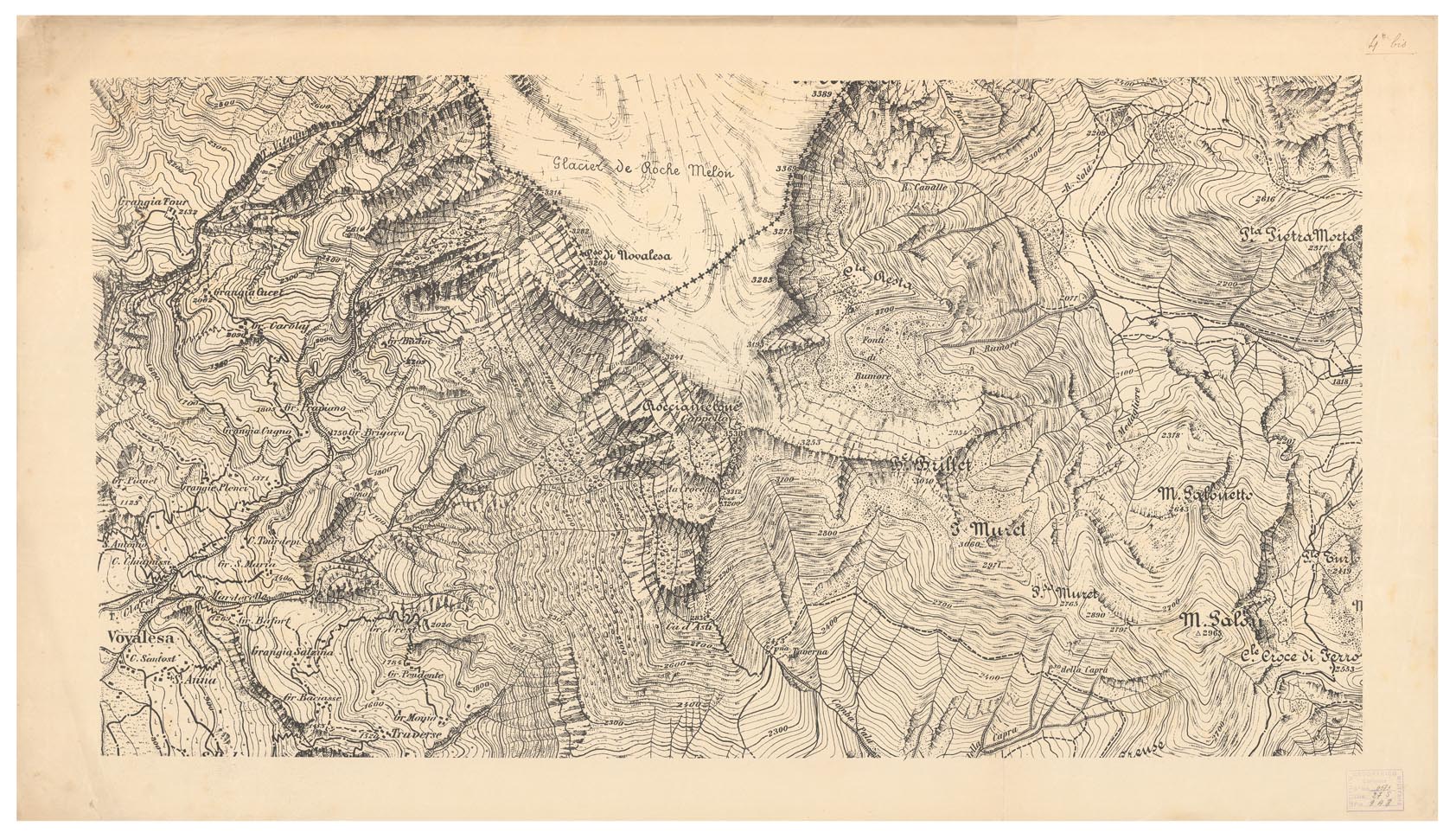 (N:3866) CARTA TOPOGRAFICA DEI FORTI DEL MONCENISIO, DI EXILLES E FENESTRELLE - Tavola 4 bis (B0004636) Carte e stampe antiche: riproduzione a colori su carta (formato A1)