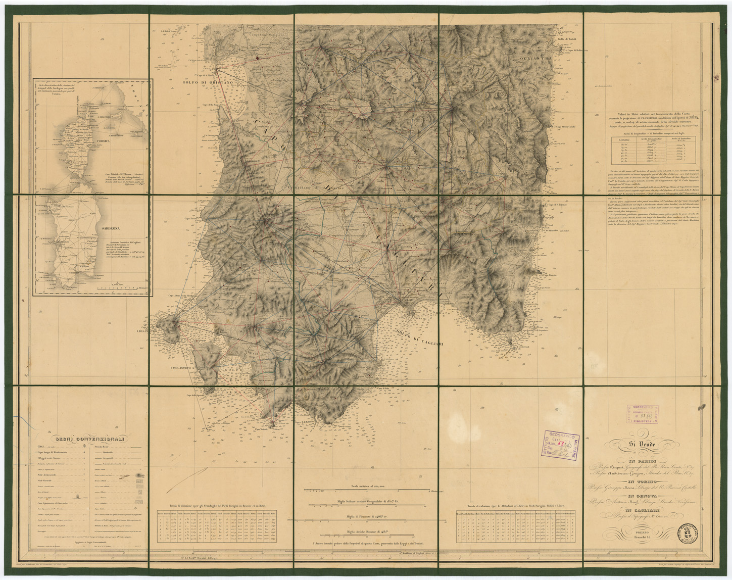 (N:2706) CARTE DELL'ISOLA E REGNO DI SARDEGNA - Foglio Sud (B0004719) Carte e stampe antiche: riproduzione a colori su carta (formato A1)