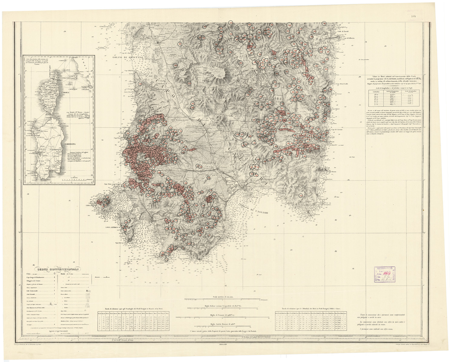 (N:2702) CARTA DELL'ISOLA E REGNO DI SARDEGNA - Foglio Sud (B0004732, B0004734) Carte e stampe antiche: riproduzione a colori su carta (formato A1)