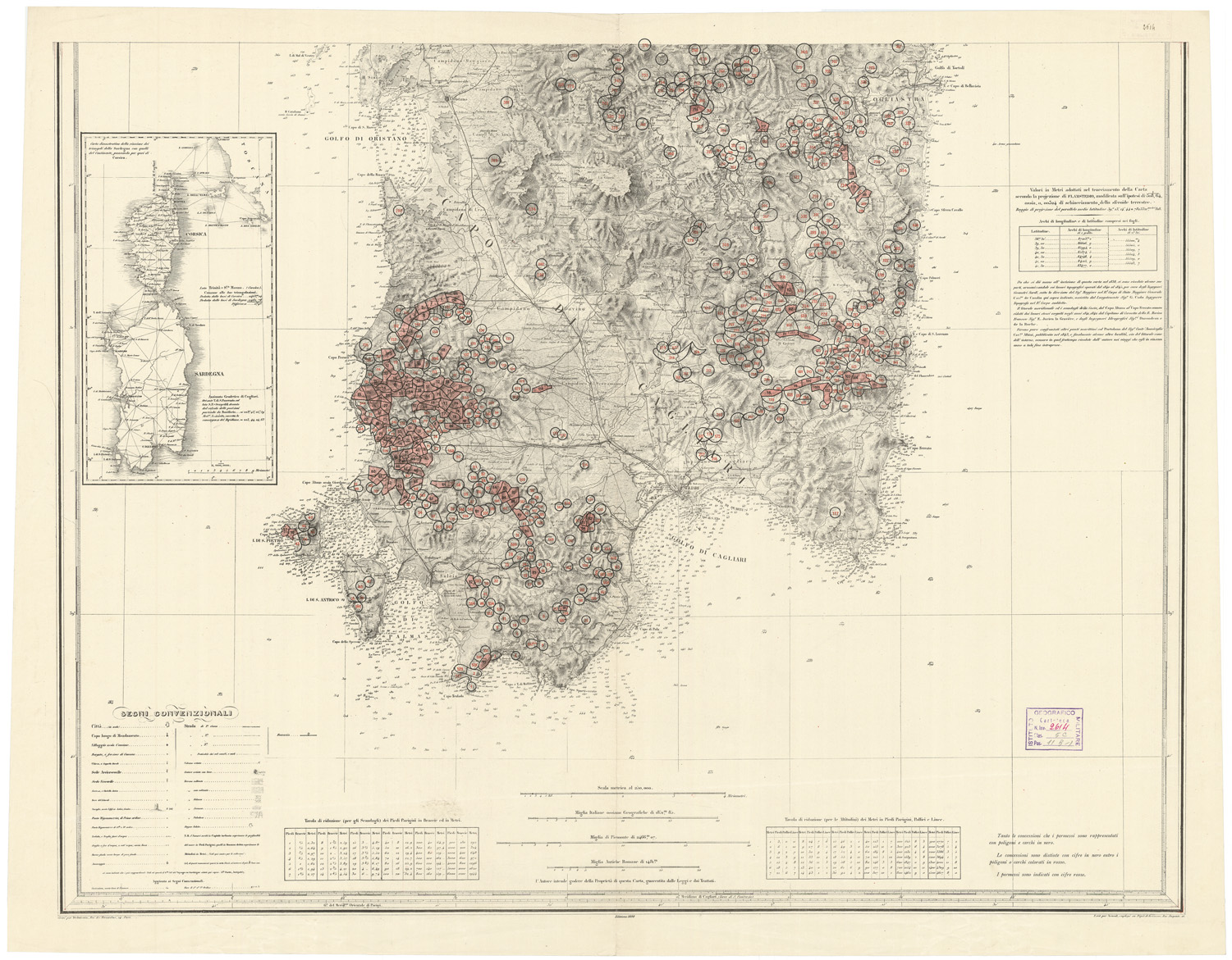 (N:2702) CARTA DELL'ISOLA E REGNO DI SARDEGNA - Foglio Sud (B0004732, B0004734) Carte e stampe antiche: riproduzione a colori su carta (formato A1)