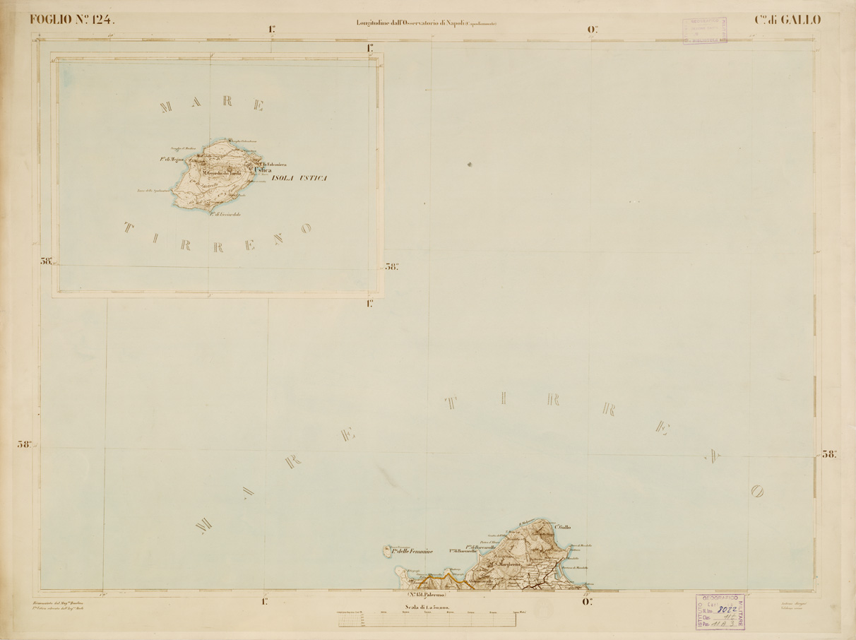 (N:3579) CARTA DELL'ISOLA DI SICILIA - Foglio 124 - C.o di Gallo (B0005063) Carte e stampe antiche: riproduzione a colori su carta (formato A1)