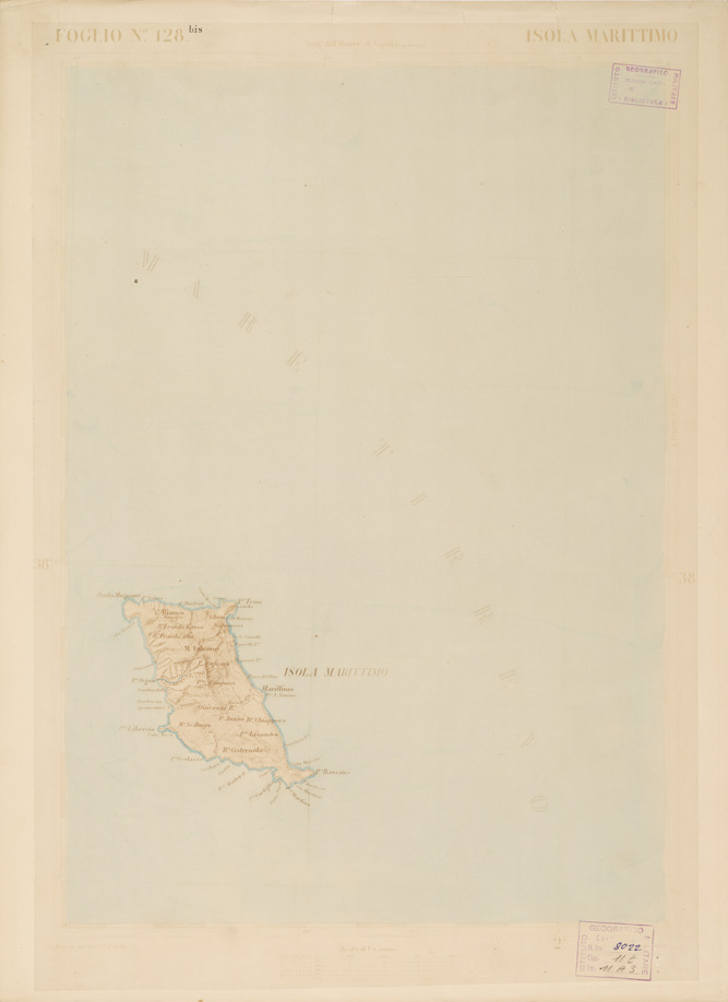 (N:3582) CARTA DELL'ISOLA DI SICILIA - Foglio 128 bis - Isola Marittimo (B0005066) Carte e stampe antiche: riproduzione a colori su carta (formato A1)