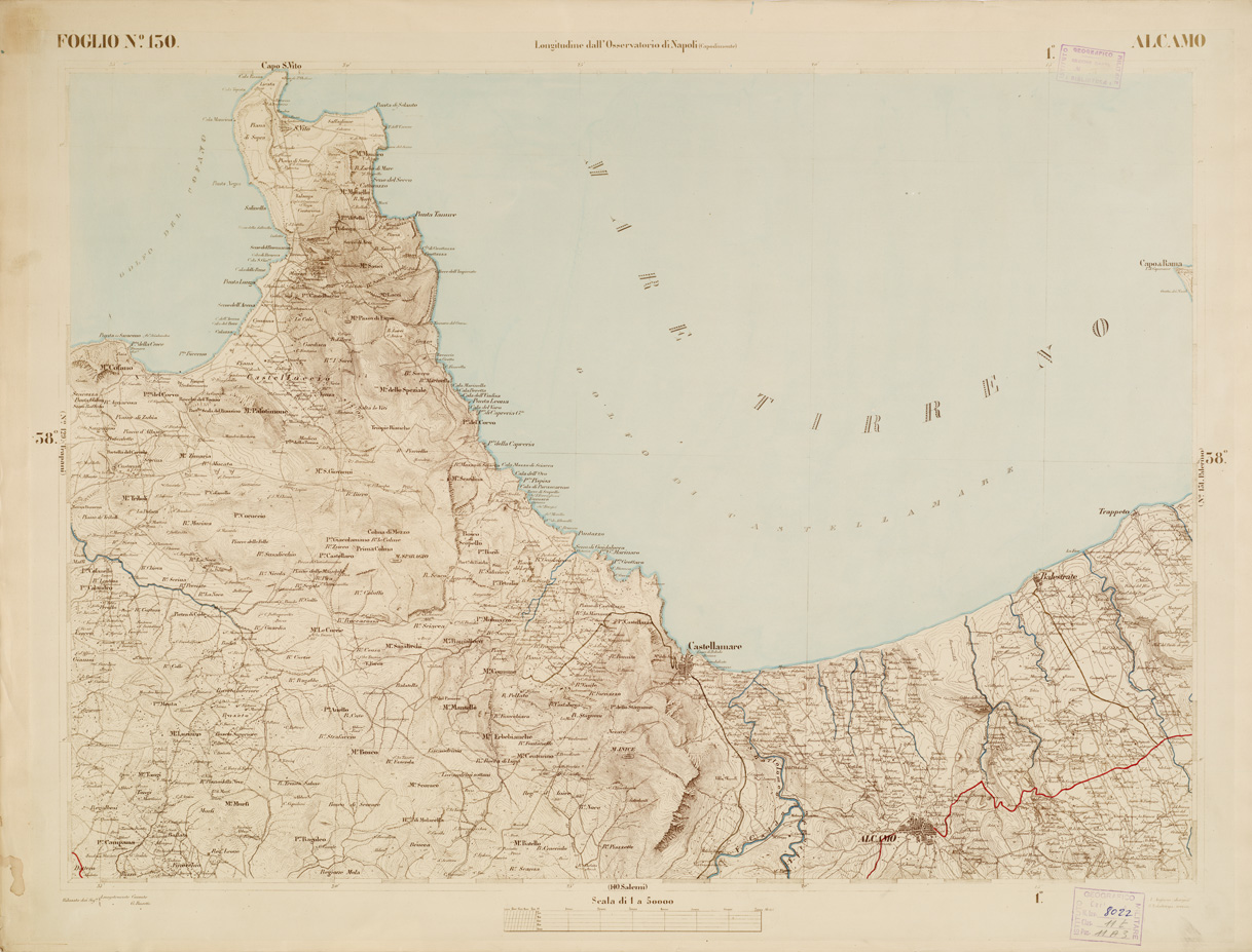 (N:3584) CARTA DELL'ISOLA DI SICILIA - Foglio 130 - Alcamo (B0005068) Carte e stampe antiche: riproduzione a colori su carta (formato A1)