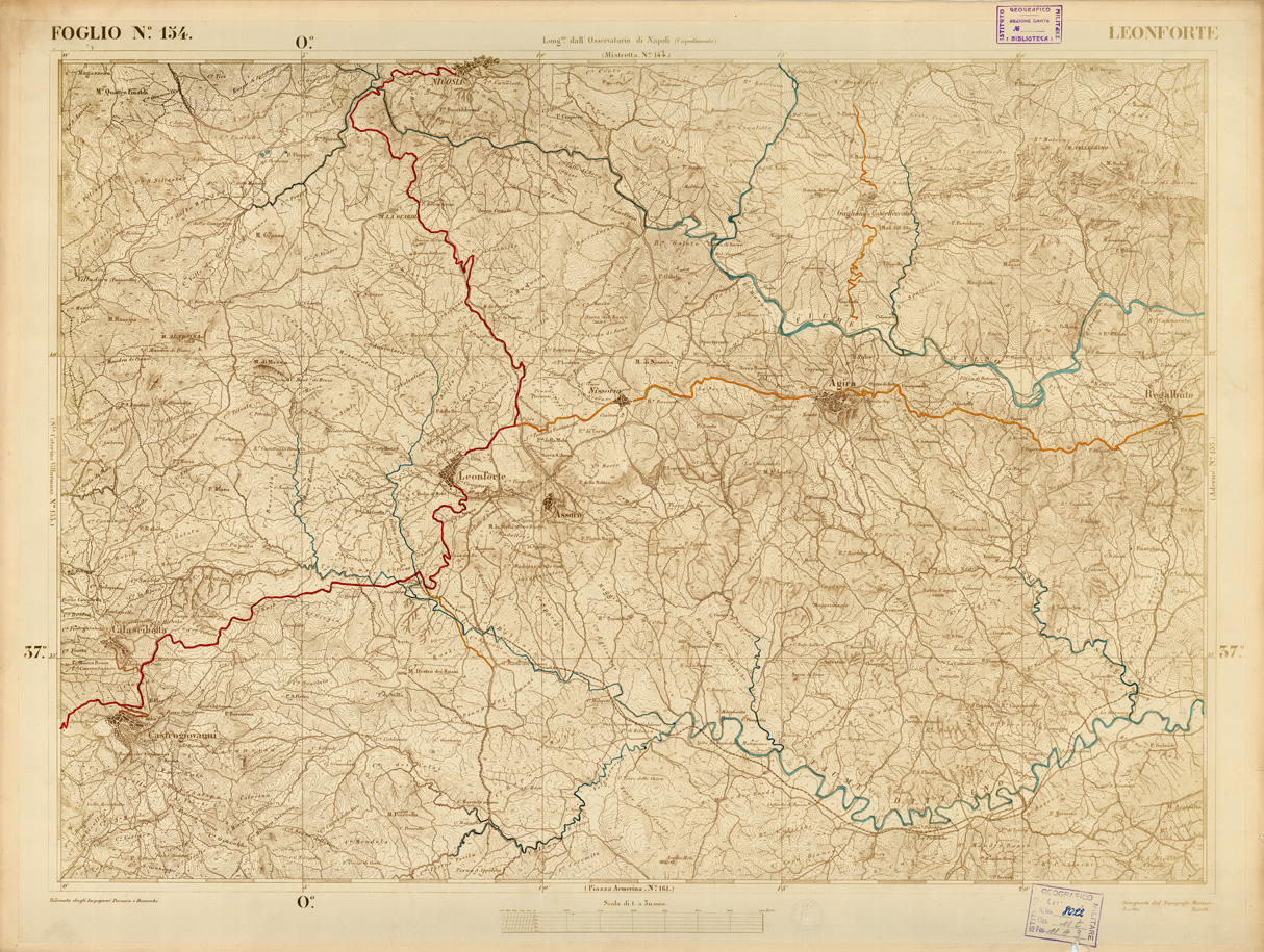 (N:3606) CARTA DELL'ISOLA DI SICILIA - Foglio 154 - Leonforte (B0005091) Carte e stampe antiche: riproduzione a colori su carta (formato A1)