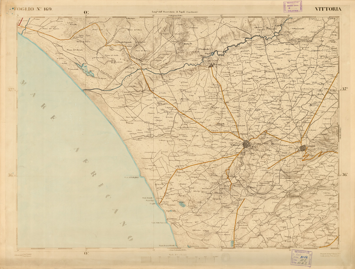 (N:3620) CARTA DELL'ISOLA DI SICILIA - Foglio 169 - Vittoria (B0005105) Carte e stampe antiche: riproduzione a colori su carta (formato A1)
