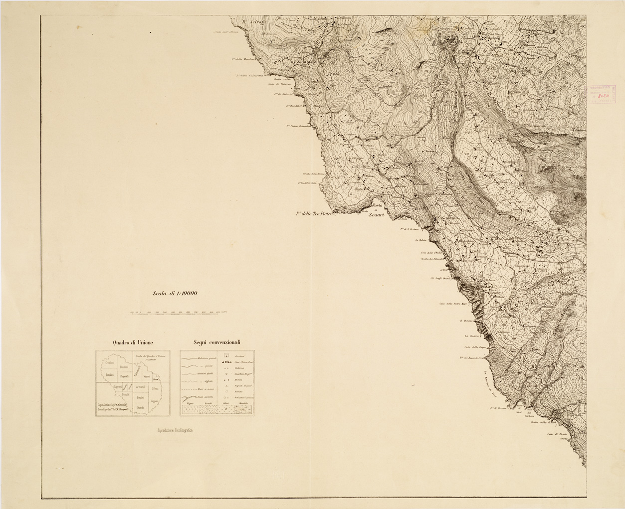 (N:10667) CARTA TOPOGRAFICA DELL'ISOLA DI PANTELLERIA... - Foglio 2 (B0005181) Carte e stampe antiche: riproduzione a colori su carta (formato A1)