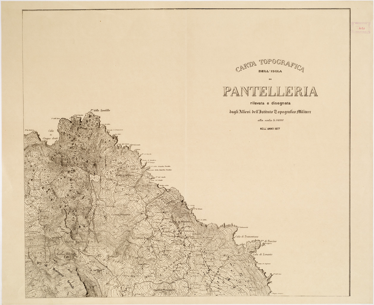 (N:10669) CARTA TOPOGRAFICA DELL'ISOLA DI PANTELLERIA... - Foglio 4 (B0005183) Carte e stampe antiche: riproduzione a colori su carta (formato A1)