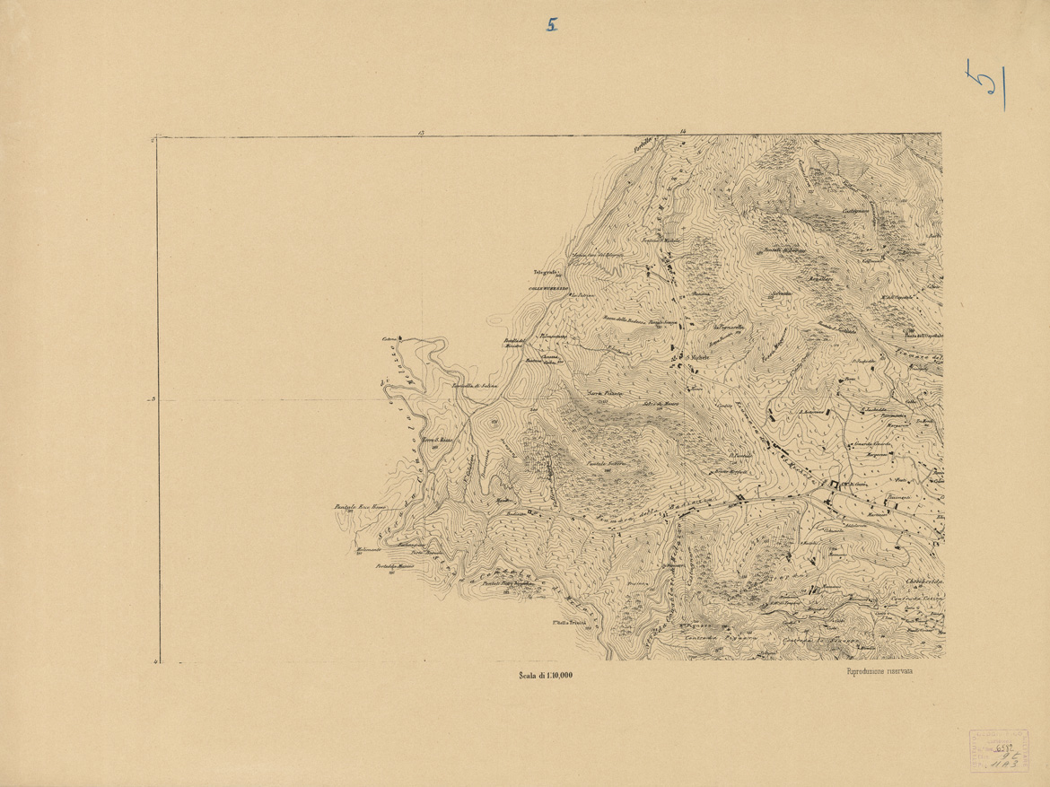 (N:6555) CARTA TOPOGRAFICA DEL FARO DI MESSINA ESEGUITA NEL 1844 - Foglio 5 (B0005192) Carte e stampe antiche: riproduzione a colori su carta (formato A1)