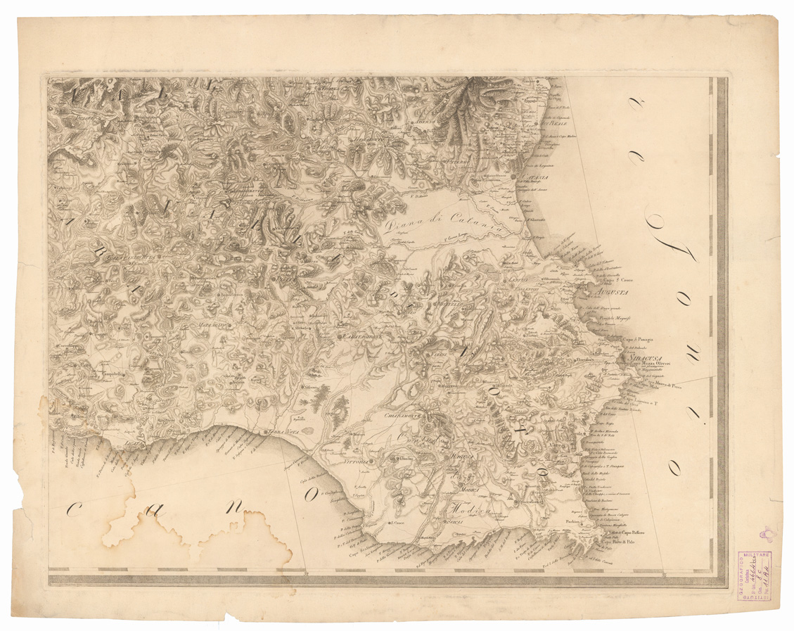 (N:2102) CARTA DEL REGNO DI SICILIA RICAVATA DALL'ORIGINALE CARTA DEL BARONE DI SCHMETTAU RICAVATA DALL'ORIGINALE CARTA DEL BARONE DI SCHMETTAU -Tavola 3 (B0005206) Carte e stampe antiche: riproduzione a colori su carta (formato A1)