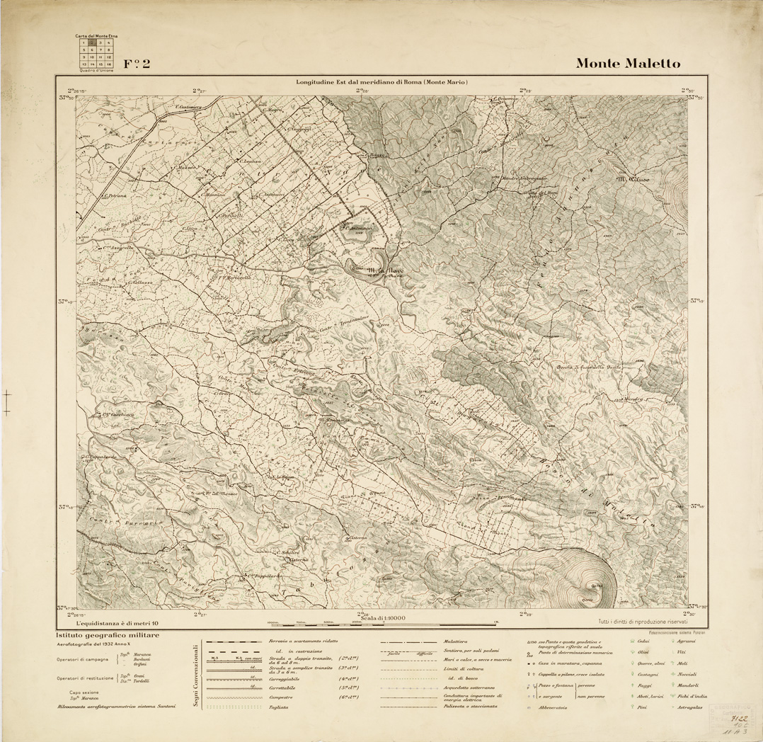 (N:1872) CARTA DEL MONTE ETNA - Foglio 2 - Monte Maletto (B0005209) Carte e stampe antiche: riproduzione a colori su carta (formato A1)