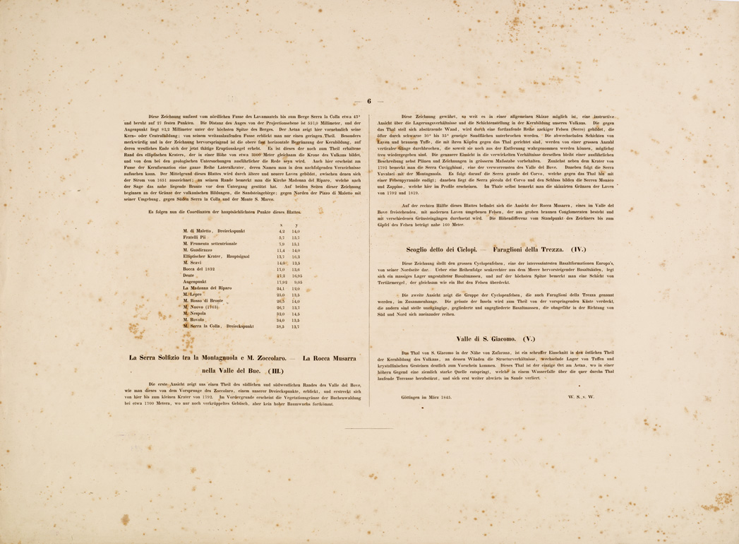 (N:289) I. CARTA TOPOGRAFICA DELL'ETNA... - II. CARTA GEOLOGICA DELL'ETNA... - Foglio 3 - Retro - Testo (B0005230) Carte e stampe antiche: riproduzione a colori su carta (formato A1)