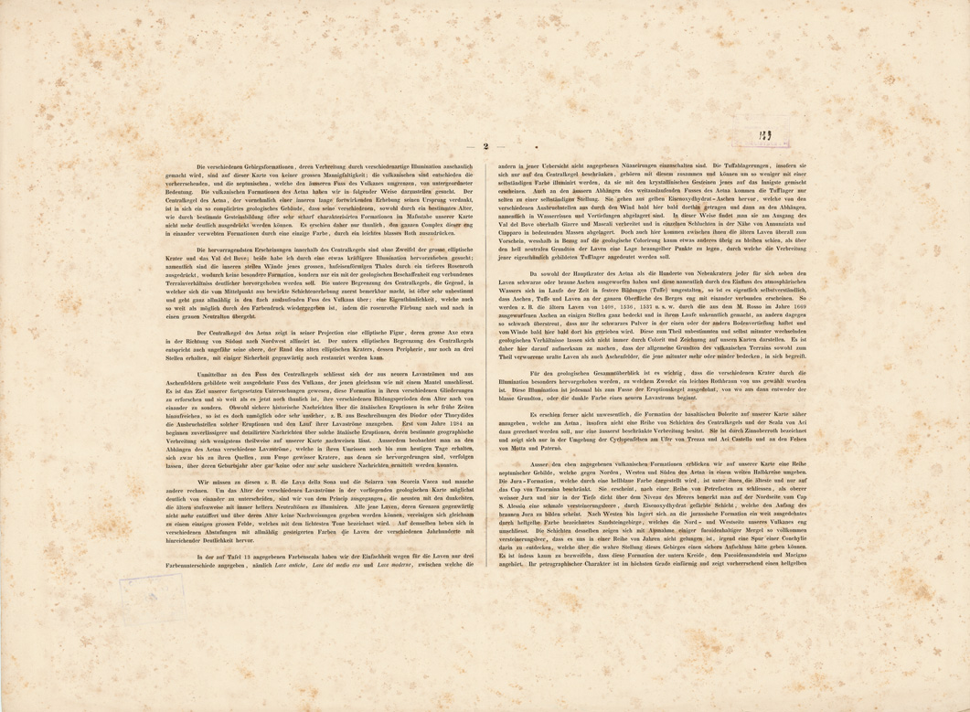 (N:202) I. CARTA TOPOGRAFICA DELL'ETNA... - II. CARTA GEOLOGICA DELL'ETNA... - Foglio 13 retro-Testo (B0005250) Carte e stampe antiche: riproduzione a colori su carta (formato A1)