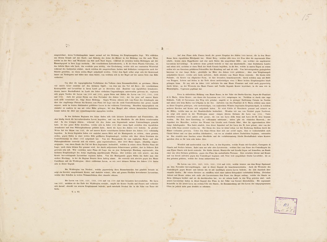 (N:205) I. CARTA TOPOGRAFICA DELL'ETNA... - II. CARTA GEOLOGICA DELL'ETNA... - Foglio 15-Testo (B0005253) Carte e stampe antiche: riproduzione a colori su carta (formato A1)