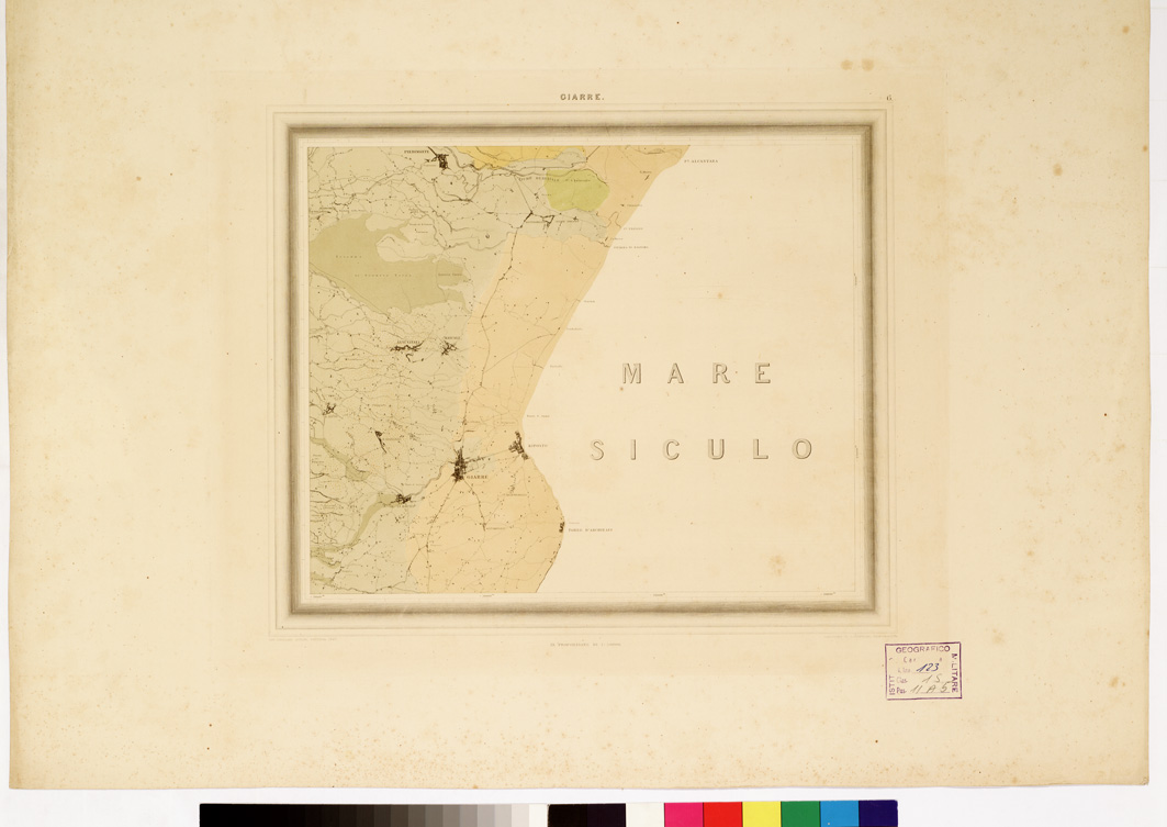 (N:236) I. CARTA TOPOGRAFICA DELL'ETNA... - II. CARTA GEOLOGICA DELL'ETNA... - Tavola 6 - Giarre - (a colori) (B0005285) Carte e stampe antiche: riproduzione a colori su carta (formato A1)