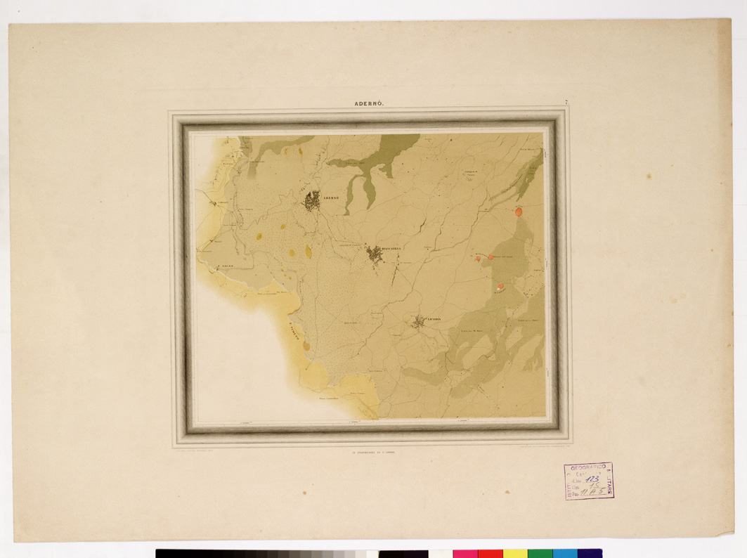 (N:231) I. CARTA TOPOGRAFICA DELL'ETNA... - II. CARTA GEOLOGICA DELL'ETNA... - Tavola 7 - Adern - (a colori) (B0005286) Carte e stampe antiche: riproduzione a colori su carta (formato A1)