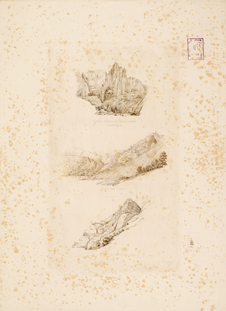 (N:272) 3I. CARTA TOPOGRAFICA DELL'ETNA... - II. CARTA GEOLOGICA DELL'ETNA... - Veduta XV - Veduta orientale della Serra Giannicola-Rocca del Corvo-Rocca del Zappino (B0005307) Carte e stampe antiche: riproduzione a colori su carta (formato A1)