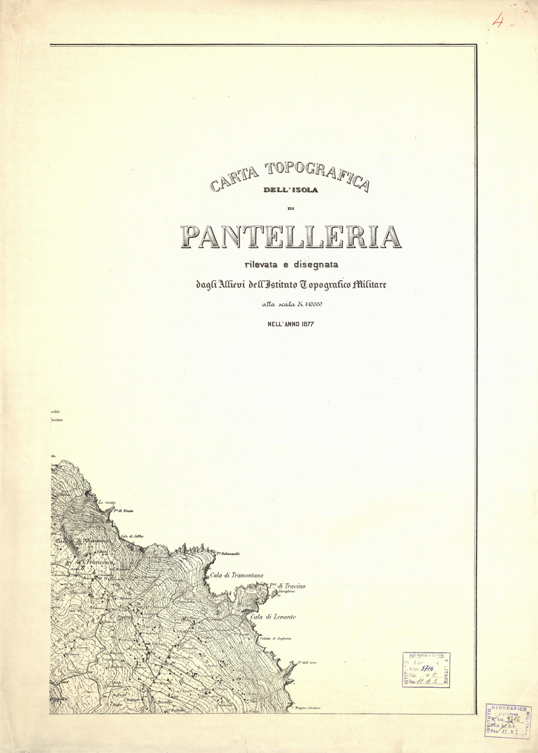 (N:6949) CARTA TOPOGRAFICA DELL'ISOLA DI PANTELLERIA... - Foglio 4 (B0005327) Carte e stampe antiche: riproduzione a colori su carta (formato A1)